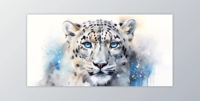 Snow Leopard Serenity: Capturing Expressive Elegance with Watercolor