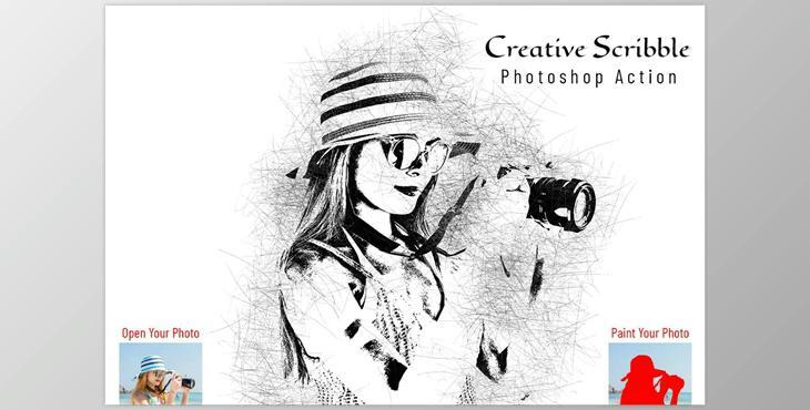 Scribble Photoshop Action CreativeMarket - 6962414