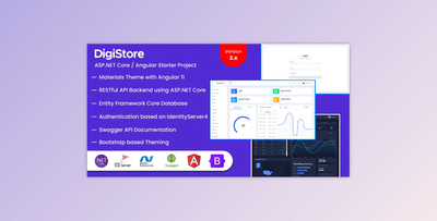 DigiStore .NET Core & Angular startup project bundle with IoT & E-Commerce dashboards