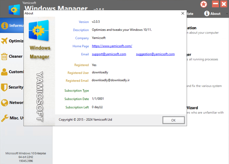 Yamicsoft Windows Manager 2.1.6 + Portable