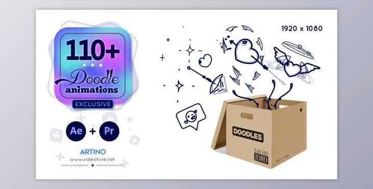 110 Animated Doodles Pack (Videohive 28732986) - AE Project
