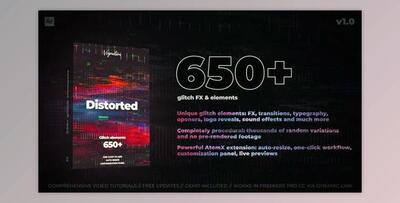 650+ Glitch Elements v1.1 (Videohive 29662551) - AE Project