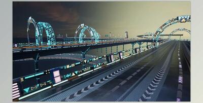 Unreal Engine - Sci-fi Road (Engine version 4.26- 4.27, 5.0- 5.2)