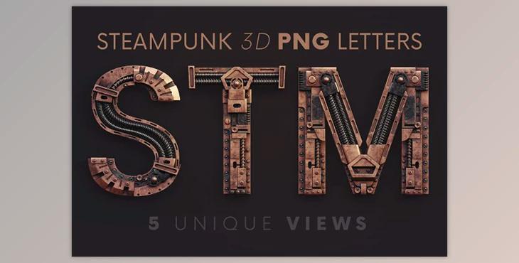Steampunk - 3D Lettering Creativemarket - 6302596