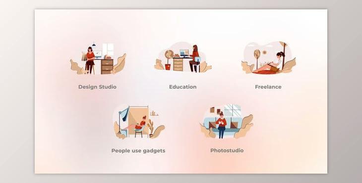 Creative work – Cartoon card illustration (Videohive 40223216) - AE Project