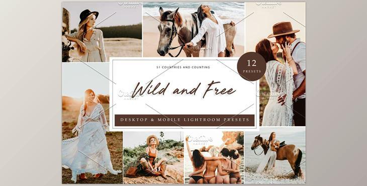 12 x Lightroom Presets Wild And Free CreativeMarket-5962700 (LRTEMPLATE, DNG, XMP)