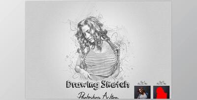 Drawing Sketch Photoshop Action CreativeMarket - 7402525