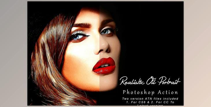 Realistic Oil Portrait PS Action CreativeMarket - 7805814