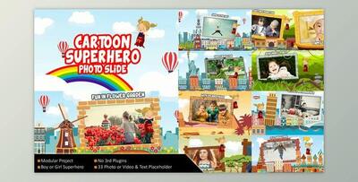 Flying Cartoon Superhero Slideshow (Videohive 36570595) - AE Project