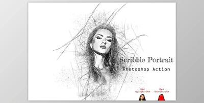 Scribble Portrait Photoshop Action CreativeMarket - 17651446