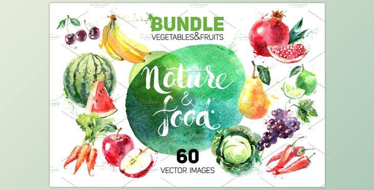 Watercolor Vector Bundle CreativeMarket-1201513 (EPS, JPG)