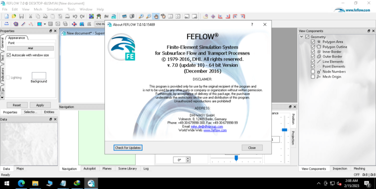 DHI-WASY FEFLOW 7.0.10.15489