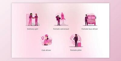 Different Professions – Flat Female Elements Concept (Videohive 48039283) - AE Project