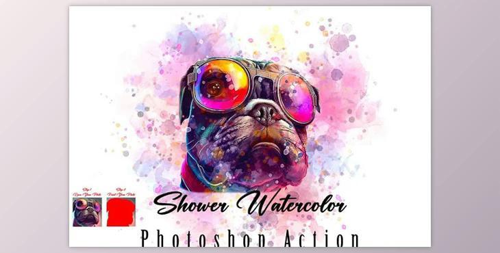 Shower Watercolor Photoshop Action CreativeMarket - 10959873