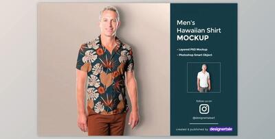 Men’s Hawaiian Shirt Mockup (PSD)