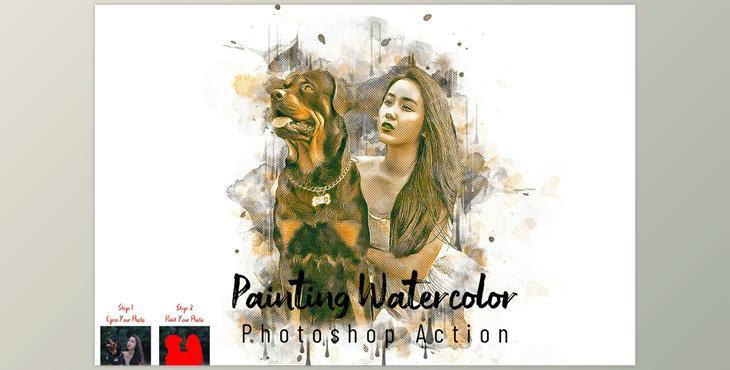 Painting Watercolor Photoshop Action CreativeMarket - 7300280