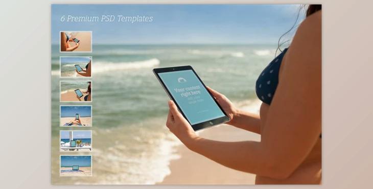 Beach Mockup Bundle – 6 Premium PSDs By ScenicScreens