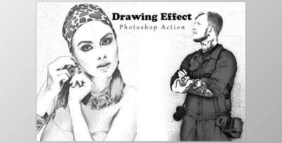 Drawing Effect Photoshop Action CreativeMarket - 7826167