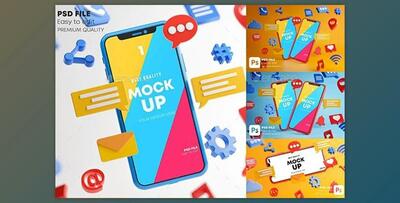 GraphicRiver Social Media Icons Smartphone Mockup Pack