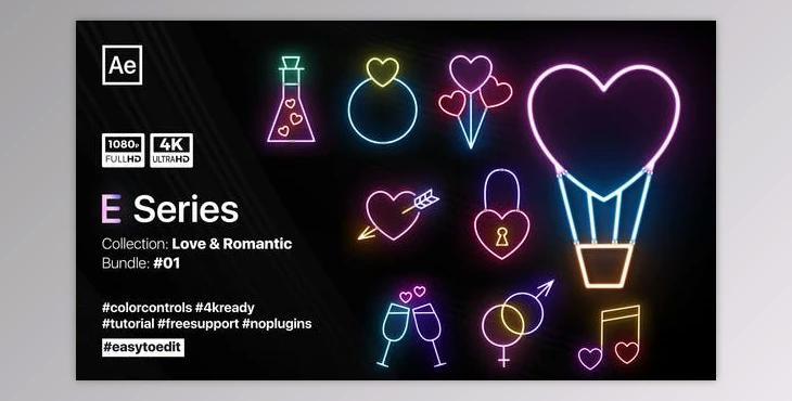 Valentine’s Day Neon Elements (Videohive 35920633) - AE Project