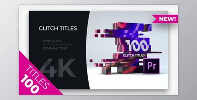 100 Glitch Titles MOGRT (Videohive 23110193)