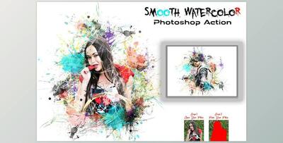 Smooth Watercolor Photoshop Action CreativeMarket - 7506994