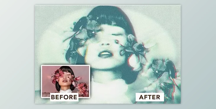 Halftone Black And White Photo Effect - 7H97ZFS