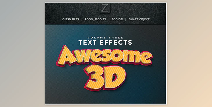 3D Text Effects Vol.3 By Zeppelin Graphics (PSD)