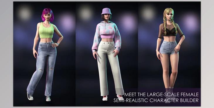 Unreal engine - Casual Wear Girls Pack 1 - Streetwear Modern Realistic Stylized Woman Character v5.3