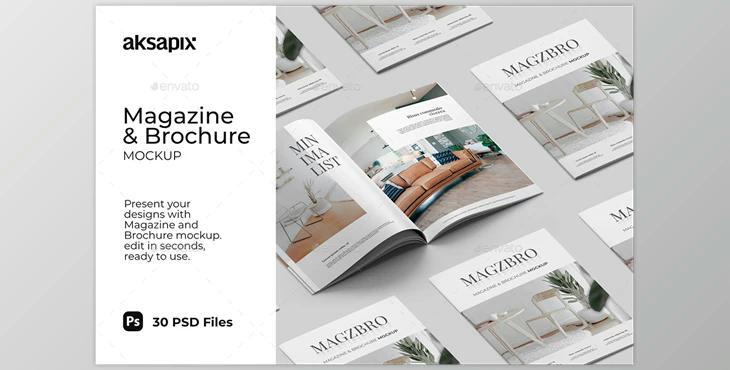 Magazine and Brochure Mockup GraphicRiver-31574226 (PSD, PNG, JPG)