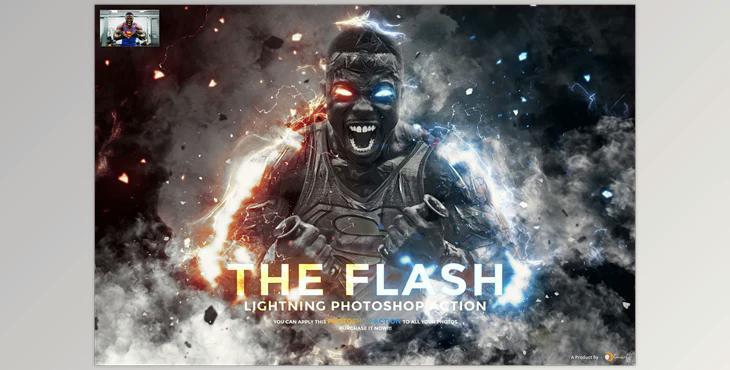 The Flash – Lightning Photoshop Action CreativeMarket - 7276446