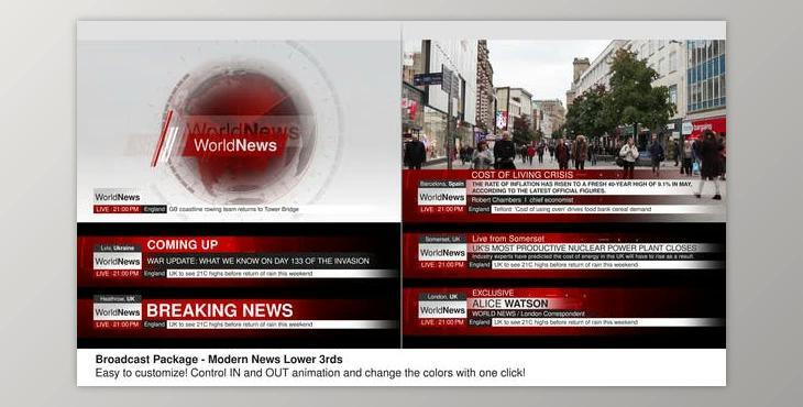 Modern News Lower Thirds – Broadcast Package (Videohive 39065751) - AE Project