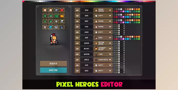 Unity Assets - Unity 2D Pixel Heroes: Fantasy Editor v2.7