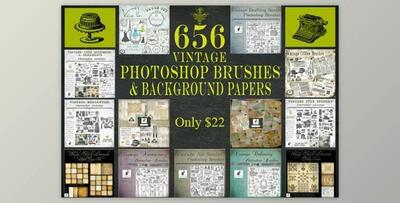 InkyDeals Vintage Photoshop Brushes & Background Papers from Le Paper Café