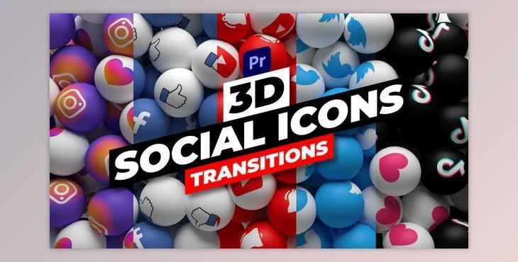 3D Social Icons Transitions for Premiere Pro (Videohive 34560120)