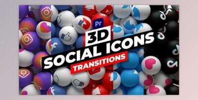 3D Social Icons Transitions for Premiere Pro (Videohive 34560120)