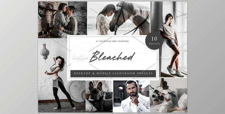 10 x Lightroom Presets, Bleached CreativeMarket-5960696 (XMP, DNG, LRT)