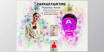 Canvas Painting Photoshop Action CreativeMarket-5804650 (ABR, PAT, ATN)