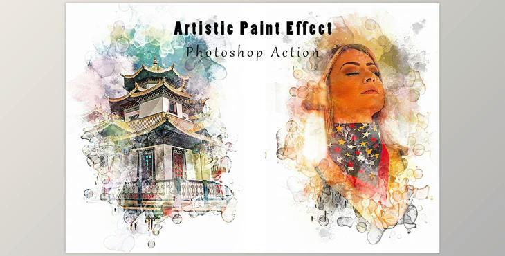 Artistic Paint Effect Photoshop Action Creative Market - 8455109