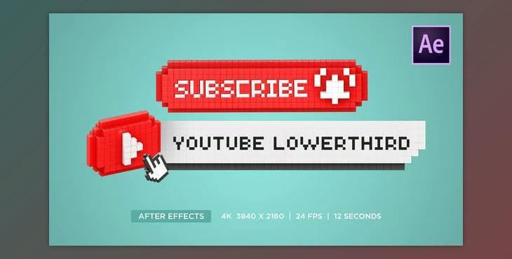 Youtube Lowerthird Subscribe Button 3D Pixel (Videohive 41317702) - AE Project