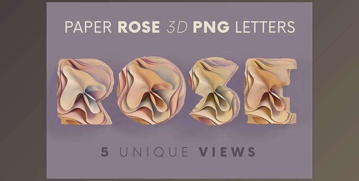 Paper Rose – 3D Lettering Creative Market - 7810487
