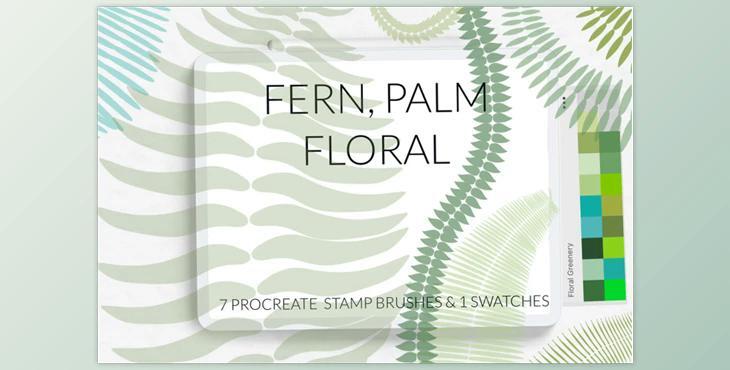 Fern palm Procreate brushes, exotic jungle brushes