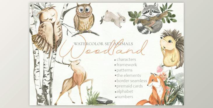 Woodland Animal Watercolor by laffresco04