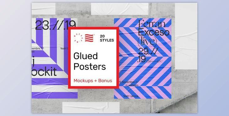 Glued Poster Mockups Scene Generator (JPG, PSD, PDF)