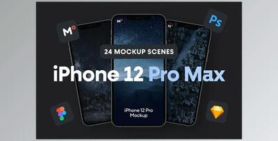 iPhone 12 Pro Max Mockups CreativeMarket-5939541 (PSD, PDF, SKETCH)