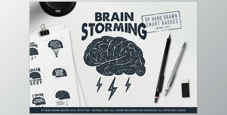 BrainStorming. 09 Smart Badges CreativeMarket-2339637 (EPS, PNG, AI)