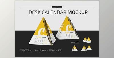 Spiral Pyramid Desk Calendar Mockup CreativeMarket-5427530