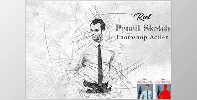Real Pencil Sketch Photoshop Action Creativemarket - 12731026
