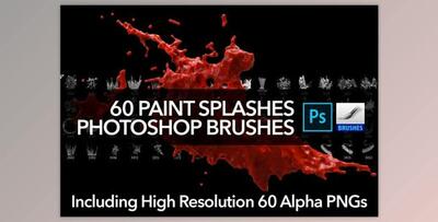 60 Paint Splash Brushes for PS CreativeMarket 4388616