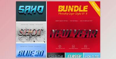 3D Bundle Photoshop Layer Style (PSD) Creativemarket 4407585